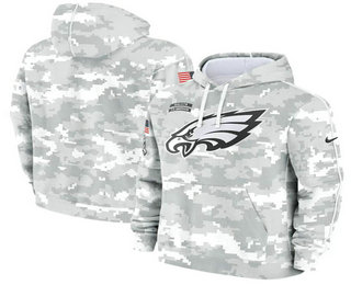 Youth Philadelphia Eagles Arctic Camo 2024 Salute to Service Club Fleece Pullover Hoodie