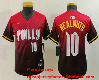 Youth Philadelphia Phillies #10 JT Realmuto Number Red 2024 City Connect Limited Jersey
