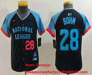 Youth Philadelphia Phillies #28 Alec Bohm Number Navy 2024 All Star Limited Stitched Jersey