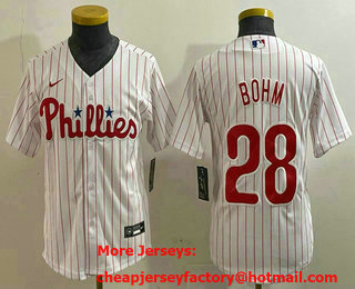 Youth Philadelphia Phillies #28 Alec Bohm White Cool Base Jersey