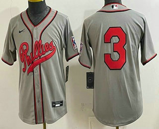 Youth Philadelphia Phillies #3 Bryce Harper Gray 2026 Field of Dreams Stadium Stitched Baseball Jersey