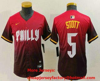 Youth Philadelphia Phillies #5 Bryson Stott Red 2024 City Connect Limited Jersey