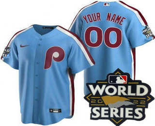 Youth Philadelphia Phillies Customized Light Blue 2022 World Series Cool Base Jersey