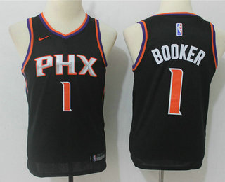 Youth Phoenix Suns #1 Devin Booker Black 2017-2018 Nike Swingman Stitched NBA Jersey