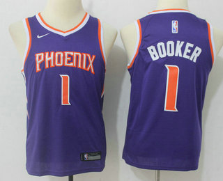 Youth Phoenix Suns #1 Devin Booker Purple 2017-2018 Nike Swingman Stitched NBA Jersey