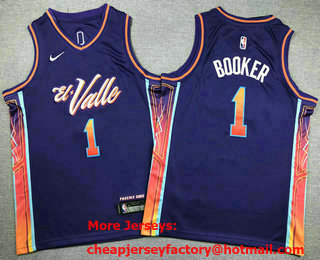 Youth Phoenix Suns #1 Devin Booker Purple 2023 City Icon Swingman Jersey