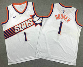 Youth Phoenix Suns #1 Devin Booker White Icon Swingman Jersey