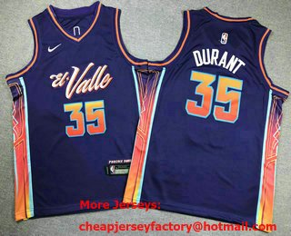 Youth Phoenix Suns #35 Kevin Durant Purple 2023 City Icon Swingman Jersey