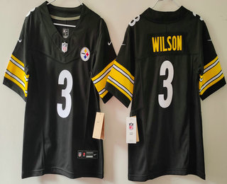 Youth Pittsburgh Steelers #3 Russell Wilson Limited Black FUSE Jersey