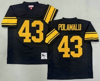 Youth Pittsburgh Steelers #43 Troy Polamalu Black Yellow Throwback Jersey