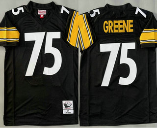 Youth Pittsburgh Steelers #75 Joe Greene Black 1975 Throwback Jersey