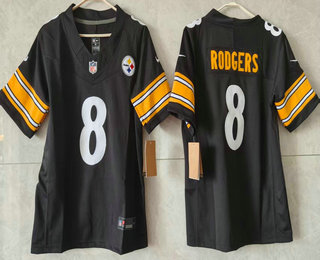 Youth Pittsburgh Steelers #8 Aaron Rodgers Limited Black FUSE Jersey
