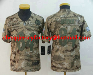 Youth Pittsburgh Steelers #84 Antonio Brown 2018 Camo Salute to Service Stitched NFL Nike Limited Jersey