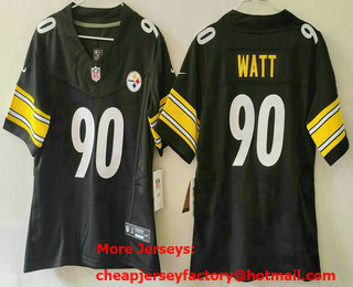 Youth Pittsburgh Steelers #90 TJ Watt Limited Black FUSE Vapor Jersey