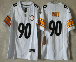 Youth Pittsburgh Steelers #90 TJ Watt Limited White FUSE Vapor Jersey