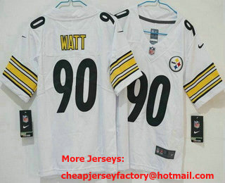 Youth Pittsburgh Steelers #90 TJ Watt Limited White Vapor Jersey