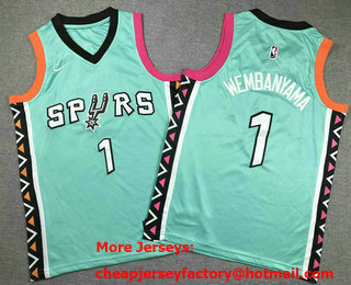 Youth San Antonio Spurs #1 Victor Wembanyama Aqua 2022 City Icon Swingman Jersey