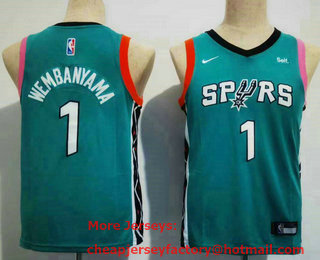 Youth San Antonio Spurs #1 Victor Wembanyama Green 2022 City Icon Sponsor Swingman Jersey