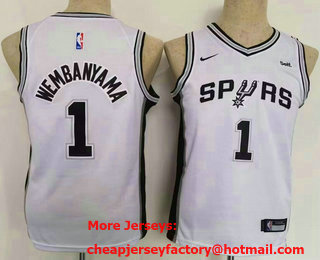Youth San Antonio Spurs #1 Victor Wembanyama White Icon Sponsor Swingman Jersey