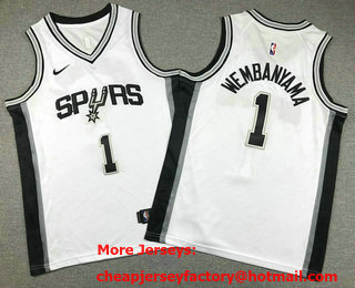 Youth San Antonio Spurs #1 Victor Wembanyama White Icon Swingman Nike Jersey