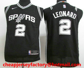 Youth San Antonio Spurs #2 Kawhi Leonard Black 2017-2018 Nike Swingman Stitched NBA Jersey