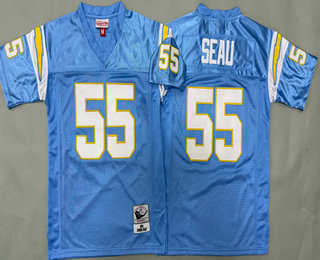 Youth San Diego Chargers #55 Junior Seau Light Blue 1994 Throwback Jersey