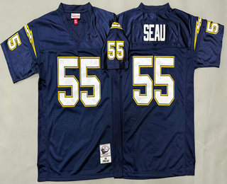 Youth San Diego Chargers #55 Junior Seau Navy 1994 Throwback Jersey