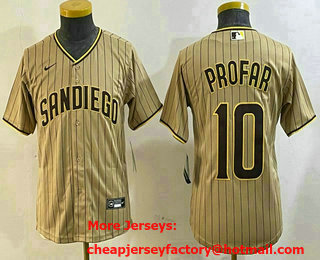 Youth San Diego Padres #10 Jurickson Profar Khaki Team Logo Cool Base Jersey