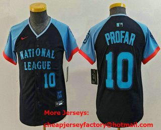 Youth San Diego Padres #10 Jurickson Profar Number Navy 2024 All Star Limited Stitched Jersey