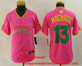 Youth San Diego Padres #13 Manny Machado Pink Fashion Baseball Jersey