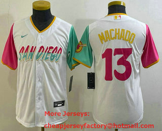 Youth San Diego Padres #13 Manny Machado White 2022 City Connect Cool Base Stitched Jersey