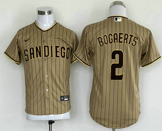 Youth San Diego Padres #2 Xander Bogaerts Khaki Cool Base Stitched Baseball Jersey