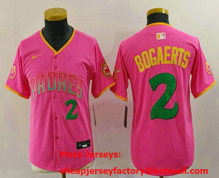 Youth San Diego Padres #2 Xander Bogaerts Pink Player Number Fashion Baseball Jersey