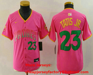 Youth San Diego Padres #23 Fernando Tatis Jr Pink Player Number Fashion Baseball Jersey