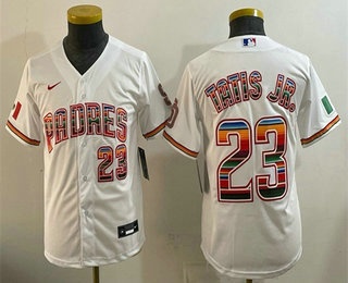 Youth San Diego Padres #23 Fernando Tatis Jr White Mexico Cool Base Stitched Jersey