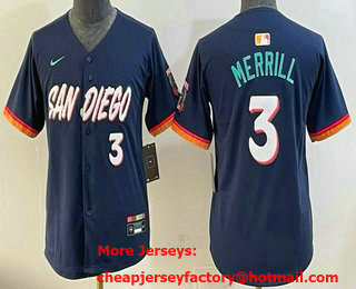 Youth San Diego Padres #3 Jackson Merrill Navy 2026 City Connect Stadium Jersey