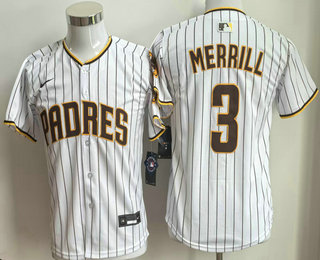 Youth San Diego Padres #3 Jackson Merrill White Limited Jersey