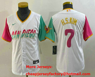 Youth San Diego Padres #7 Ha Seong Kim White 2023 City Connect Cool Base Stitched Jersey