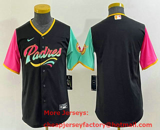 Youth San Diego Padres Blank Brack NEW 2023 City Connect Cool Base Stitched Jersey 01