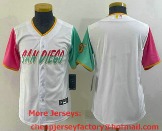 Youth San Diego Padres Blank White 2022 City Connect Cool Base Stitched Jersey