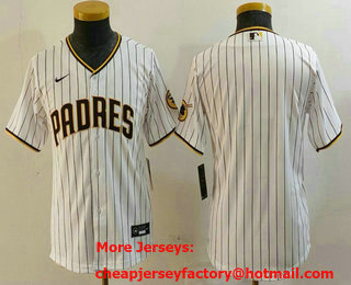 Youth San Diego Padres Blank White Cool Base Stitched Jersey
