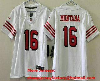 Youth San Francisco 49ers #16 Joe Montana White 2023 Color Rush Vapor Limited Jersey