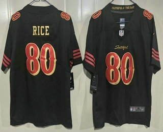 Youth San Francisco 49ers #80 Jerry Rice Limited Black Rivalries Vapor Jersey