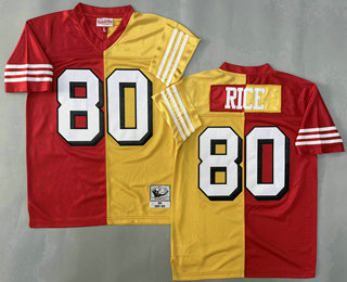 Youth San Francisco 49ers #80 Jerry Rice Red Gold Split Throwback Jersey