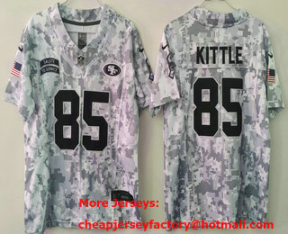 Youth San Francisco 49ers #85 George Kittle Arctic Camo 2024 FUSE Salute to Service Limited Stitched Jersey