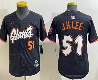 Youth San Francisco Giants #51 Jung Hoo Lee Black 2025 City Connect Limited Jersey