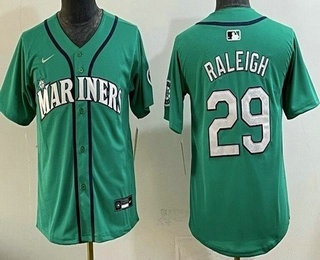 Youth Seattle Mariners #29 Cal Raleigh Aqua Limited Jersey