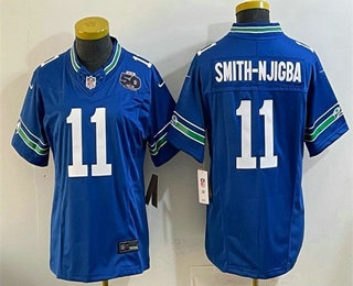 Youth Seattle Seahawks #11 Jaxon Smith Njigba Limited Blue Throwback 50TH FUSE Vapor Jersey