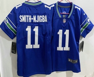 Youth Seattle Seahawks #11 Jaxon Smith Njigba Limited Blue Throwback Vapor Jersey
