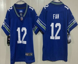 Youth Seattle Seahawks #12 Fan Limited Blue Throwback Vapor Jersey